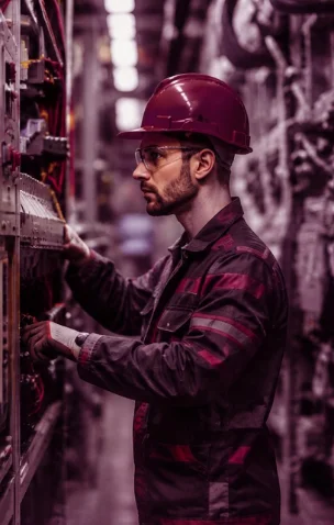 Technician working on an electrical panel