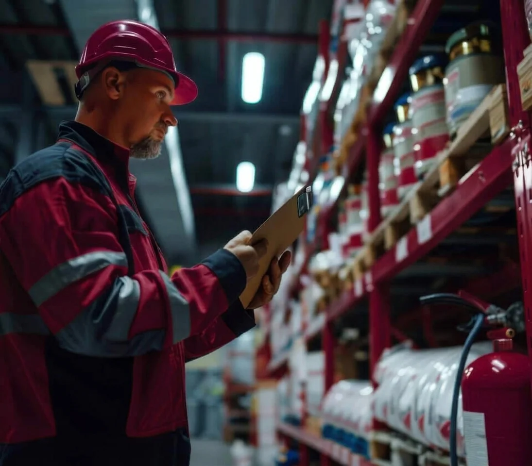Handiman vendor checking stock against a job sheet